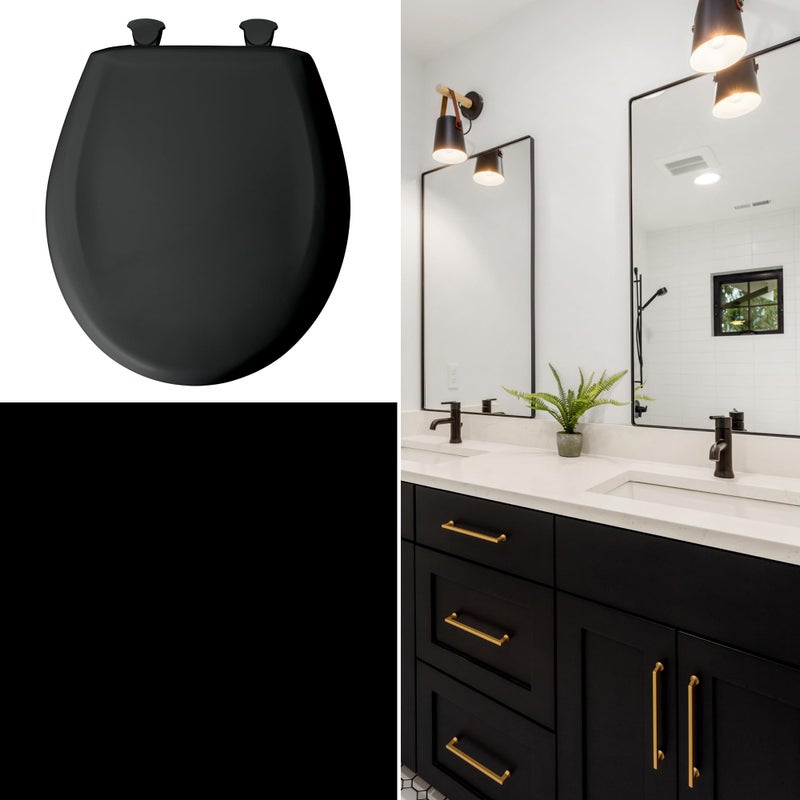 Bemis Classic Colors Slow Close Toilet Seat, Easy Clean Hinges and Durable Plastic Seat, Made in USA, Elongated, Black - Image 3